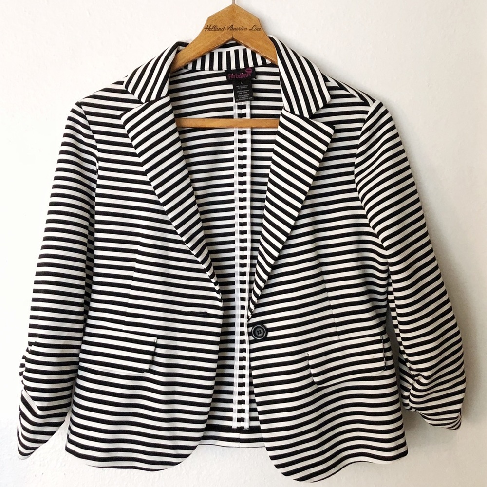 Black and White Striped Blazer
